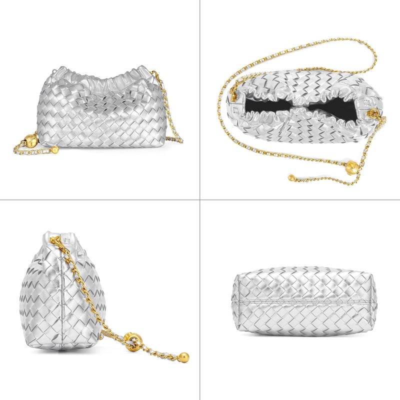 Joryin Woven Women's Crossbody Bag & Evening Purse, Trendy Dumpling Clutch & Hobo Cloud Shoulder Bag Trendy Dumpling Clutch - Image 4
